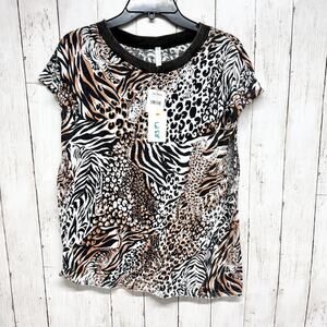 Free People Movement Top Women Size Medium Leopard Dreams Short Sleeve Tee NWT